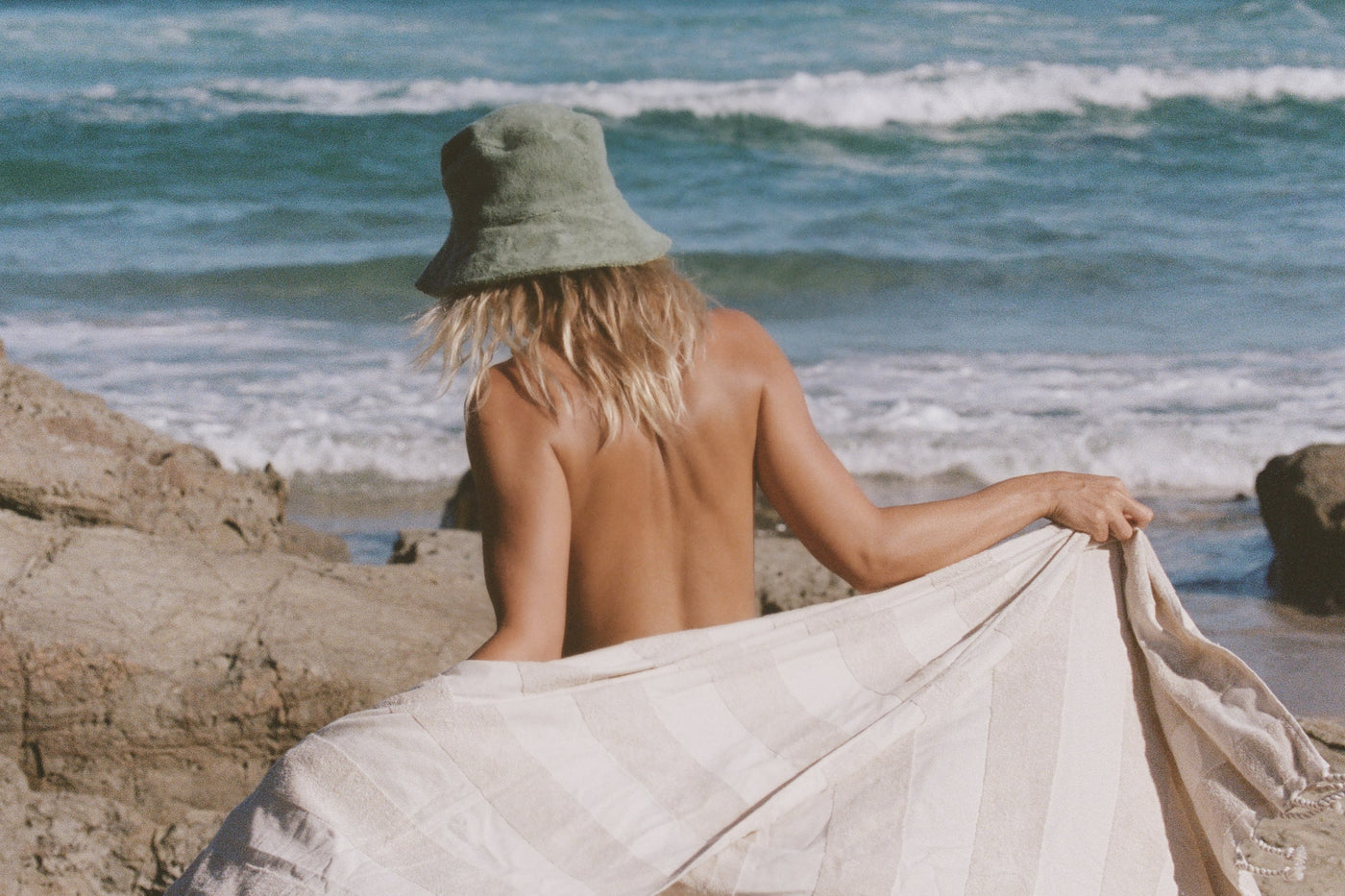 Golden Towelling Beach Hat