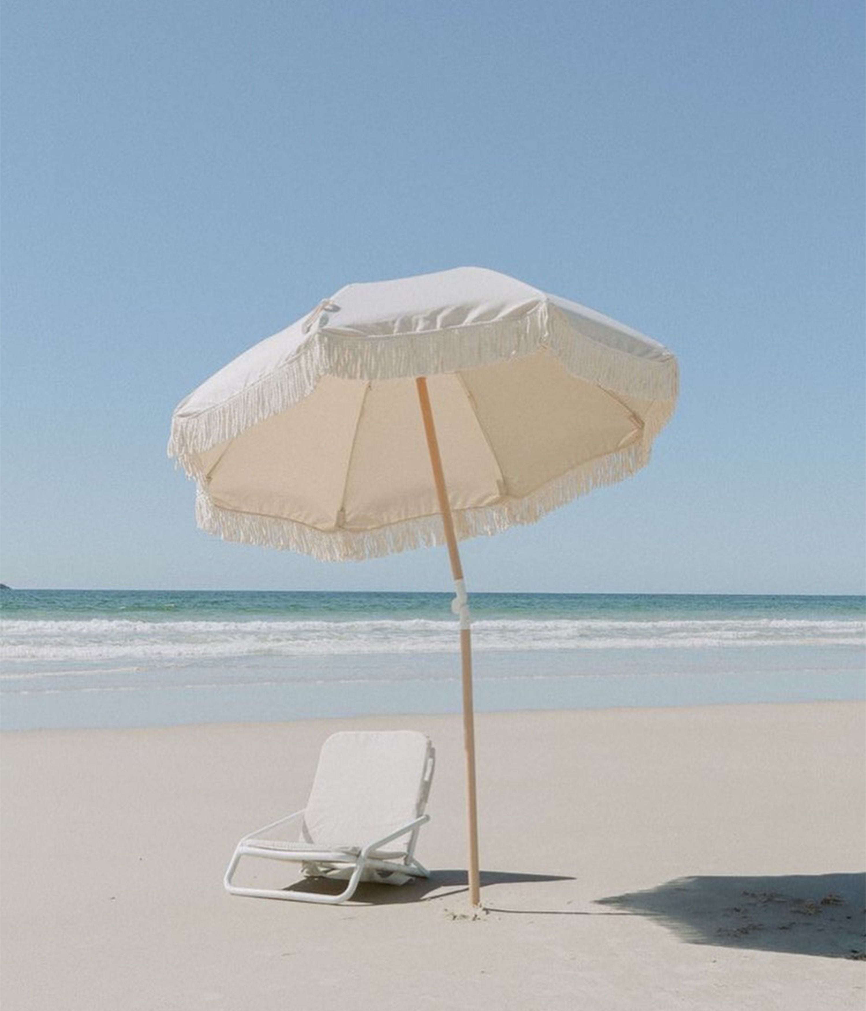 White shop beach umbrella