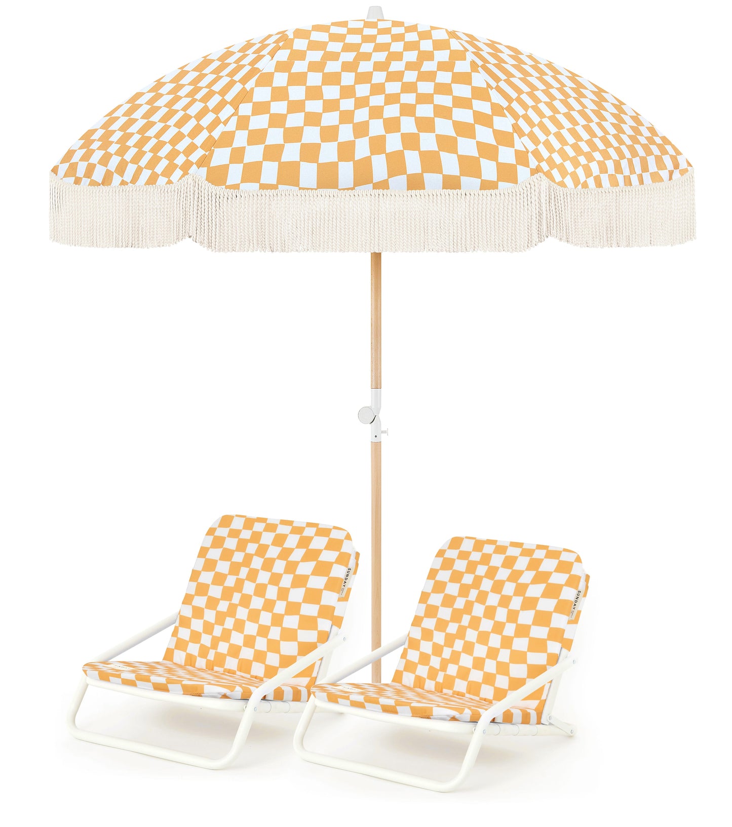Golden Oasis Beach Umbrella & Beach Chair Set