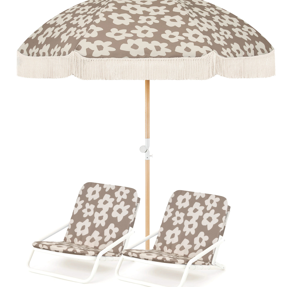Husk Flower Beach Umbrella & Beach Chair Set