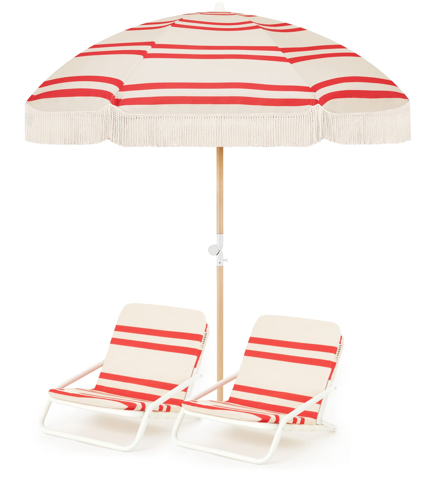 Rio Stripe Beach Umbrella & Beach Chair Set