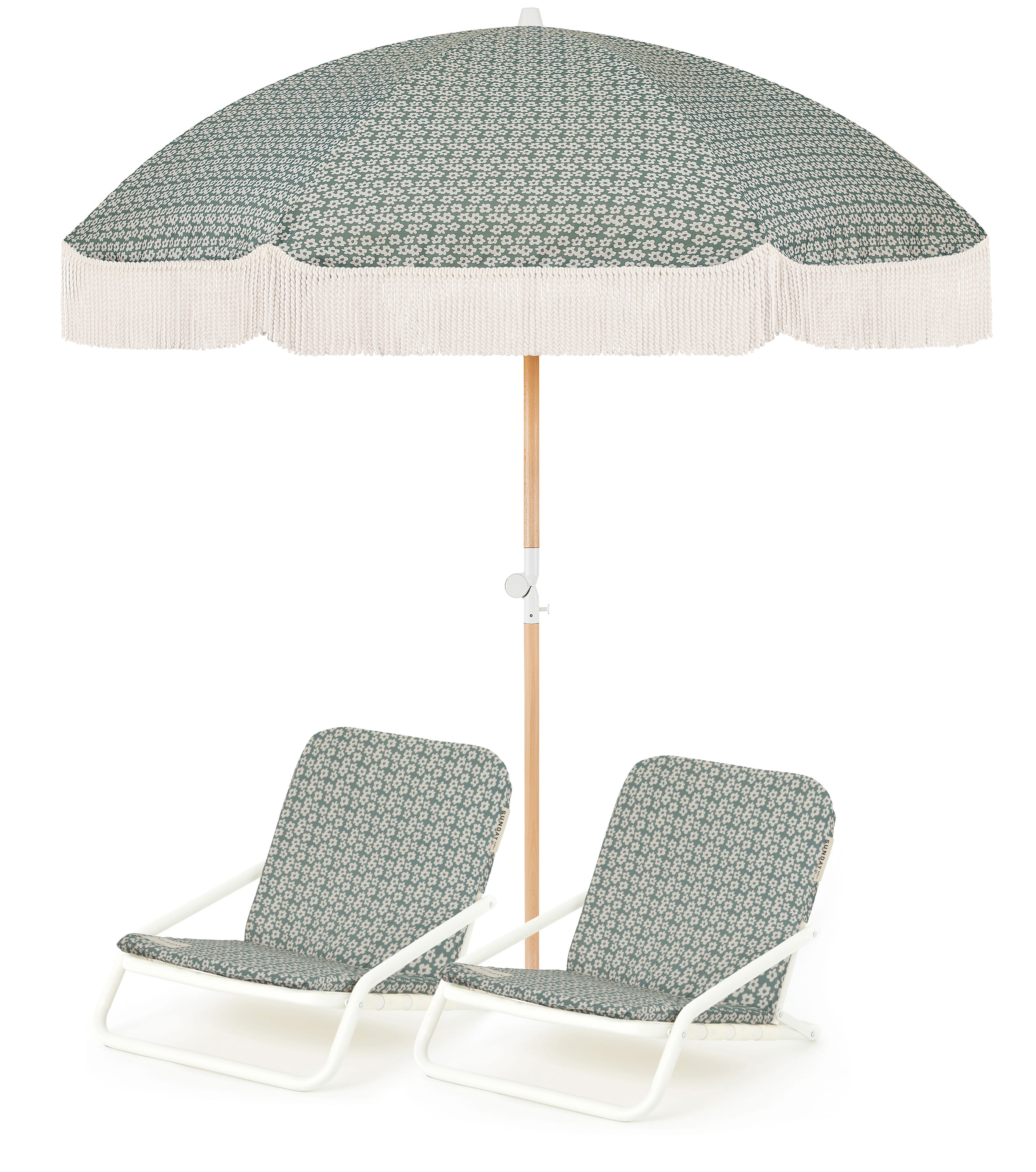 Tallow Flower Beach Umbrella Beach Chair Set Sunday Supply Co