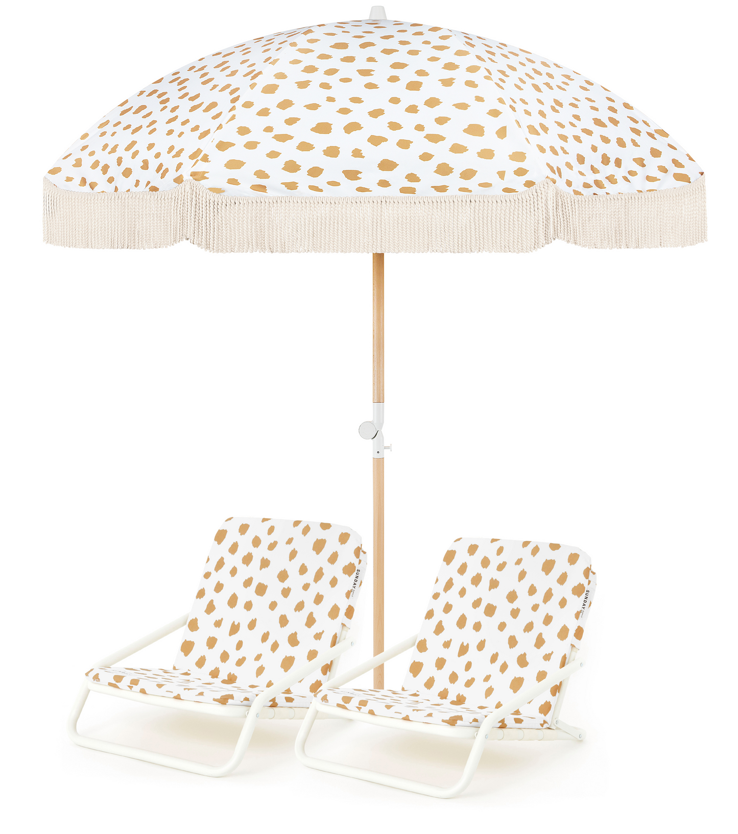 Golden Sands Beach Umbrella & Beach Chair Set
